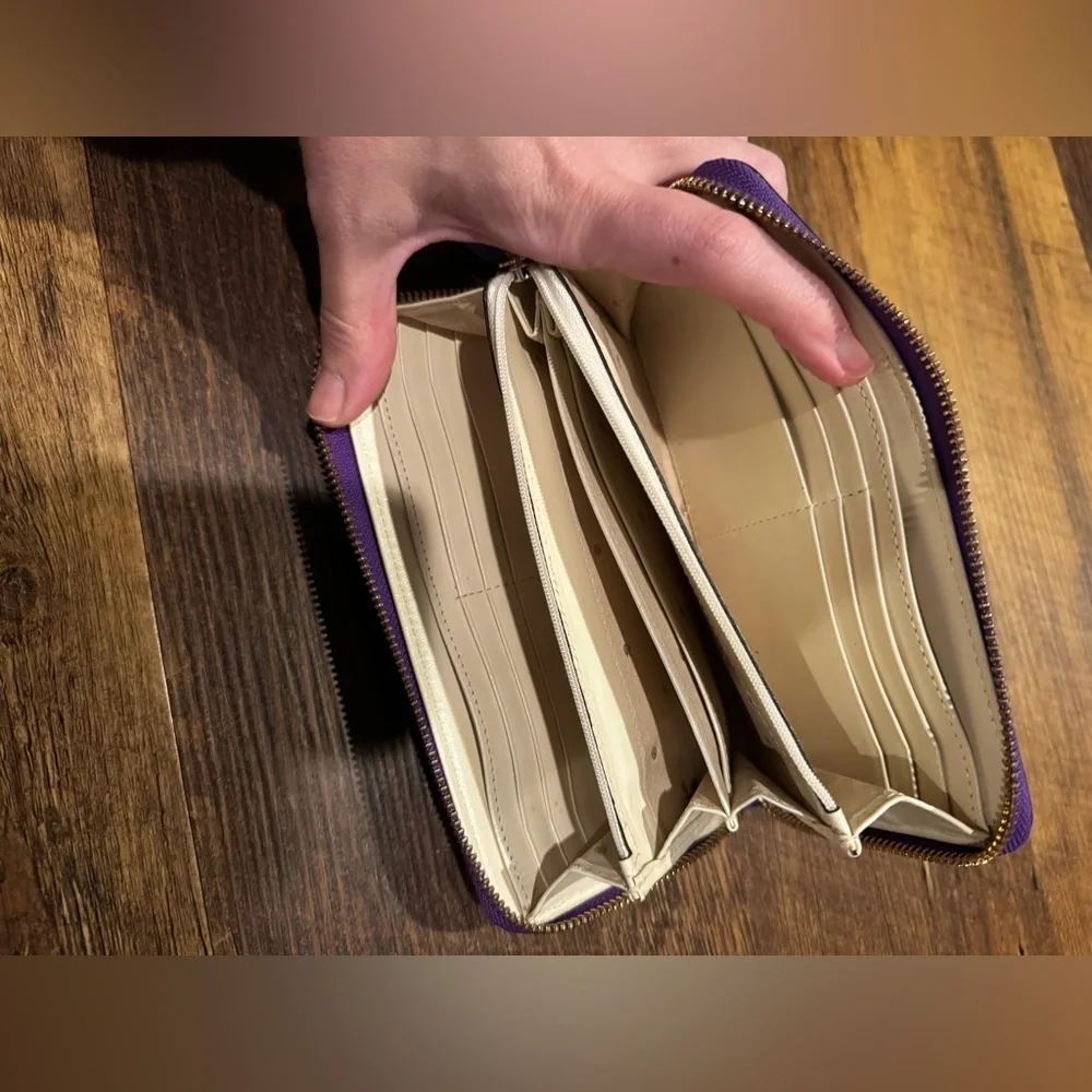 Kate Spade Purple Leather Long Zippy Wallet with Front Pocket
